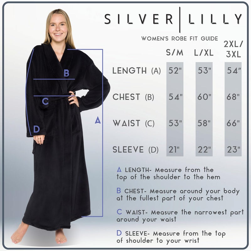 Silver Lilly Premium Womens Robe with Shawl Collar, Plush Fleece Long Bath Robe for Women, Fluffy, Warm, Fleece Women's Bathrobe - Image 3